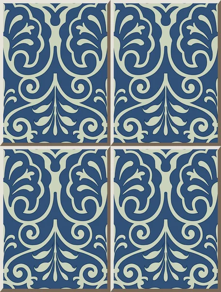 Ceramic tile pattern 448 curve spiral cross frame — Stock Vector