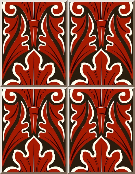 Modello di piastrelle di ceramica 478 rosso natura giardino foglia croce — Vettoriale Stock