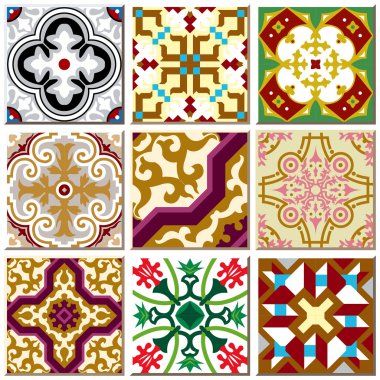 Vintage retro ceramic tile pattern set collection 004