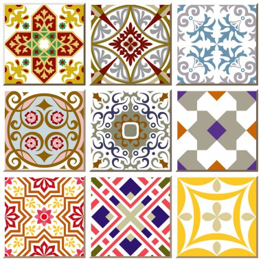 Vintage retro ceramic tile pattern set collection 005