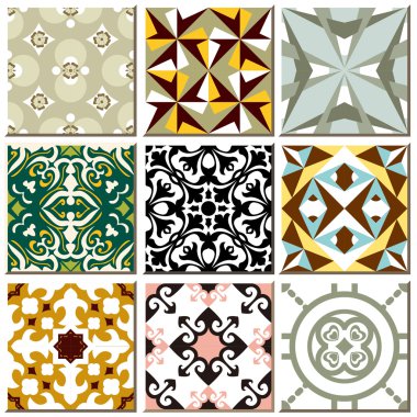 Vintage retro ceramic tile pattern set collection 007