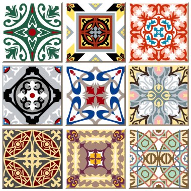 Vintage retro ceramic tile pattern set collection 011