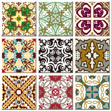 Vintage retro ceramic tile pattern set collection 012