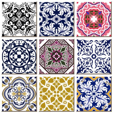 Vintage retro ceramic tile pattern set collection 030