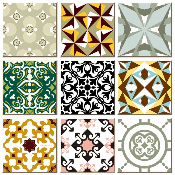 Vintage retro ceramic tile pattern set collection 007 — Stockvector