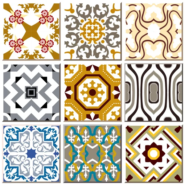 Vintage retro ceramic tile pattern set collection 008 — Stockový vektor