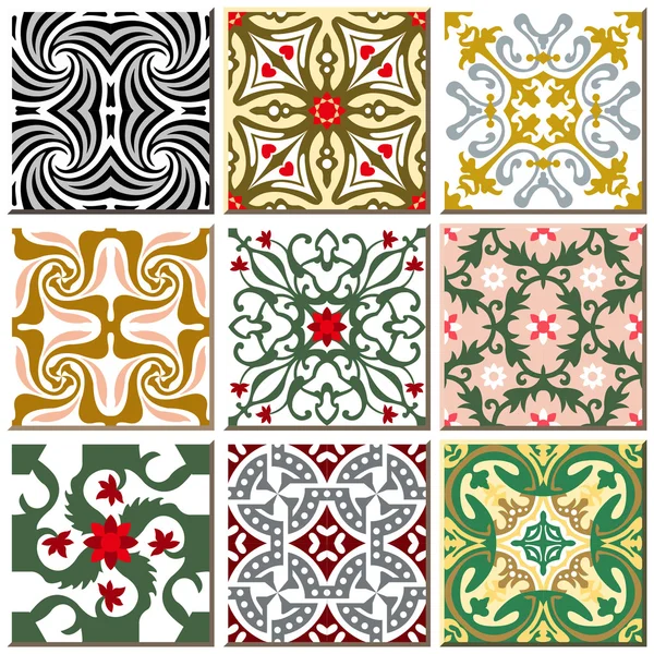 Vintage retro ceramic tile pattern set collection 010 — Stockový vektor