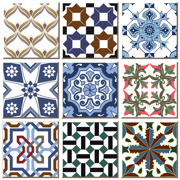 Vintage retro ceramic tile pattern set collection 014