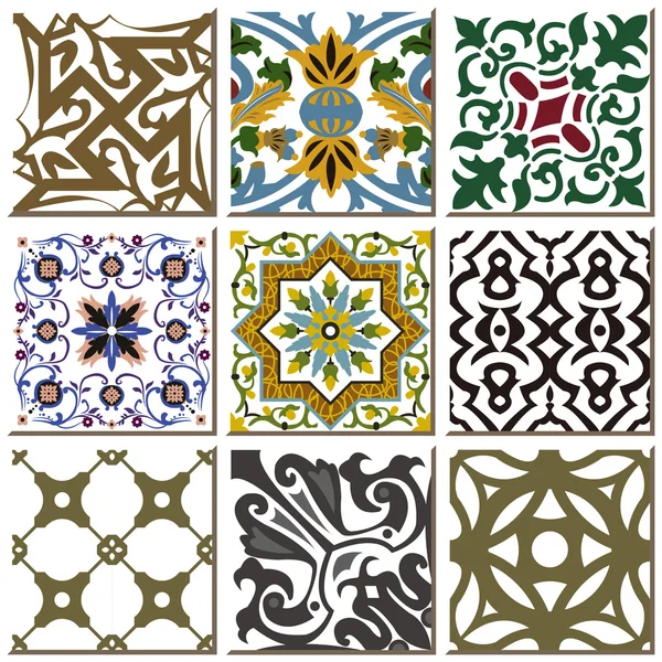 Vintage retro ceramic tile pattern set collection 023 — Stockový vektor