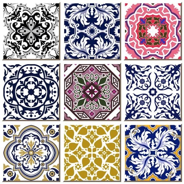 Vintage retro ceramic tile pattern set collection 030