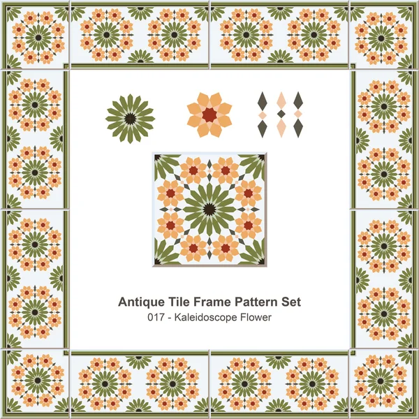 Antique tile frame pattern set_017 Kaleidoscope Flower — Διανυσματικό Αρχείο