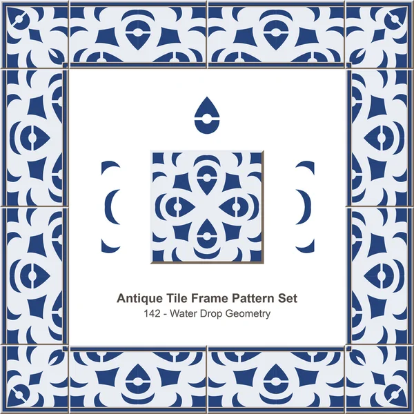Antique tile frame pattern set_142 Water Drop Geometry — Διανυσματικό Αρχείο