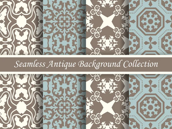 Antique seamless background collection brown and blue_22 — Stock Vector