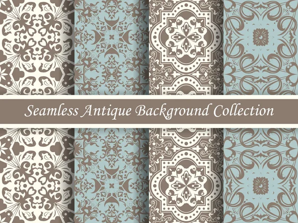 Antique seamless background collection brown and blue_91 — Stock Vector