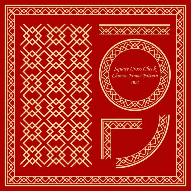 Vintage Çin kare desen Set 004 kare çapraz onay