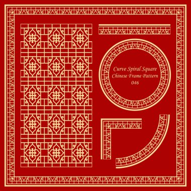 Vintage Çince desen Set 046 eğrisi sarmal kare çerçeve