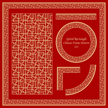 121 sarmal dikdörtgen geometri Vintage Çin çerçeve kalıbı tanımlar