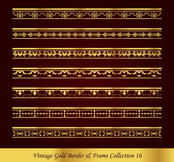 Vintage, złoto, obramowanie, ramka, kolekcja 16 — Wektor stockowy