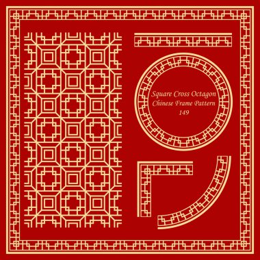 Vintage Çin kare desen Set 149 kare çapraz sekizgen