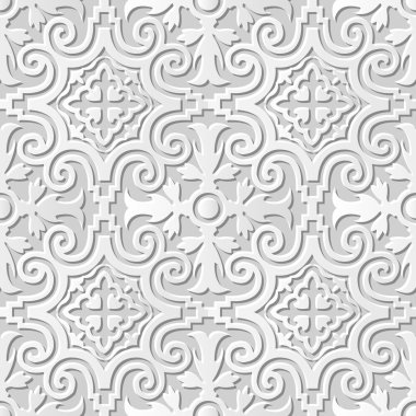 Vektör şam dikişsiz 3d kağıt sanat desen arka plan 027 Spiral Yuvarlak Kaleydoskop