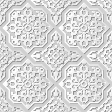 Vektör şam dikişsiz 3d kağıt sanat desen arka plan 030 Cross Square Spiral Kaleidoscope