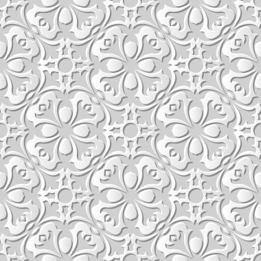 Vektör şam dikişsiz 3d kağıt sanat desen arka plan 056 Yuvarlak Kaleydoskop Çiçek