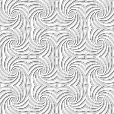 Vektör damask dikişsiz 3d kağıt sanat desen arka plan 076 Spiral Çapraz Eğri