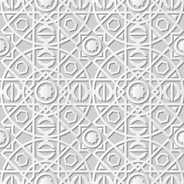 Vektör damask dikişsiz 3d kağıt sanat desen arka plan 113 Yuvarlak Kare Cross Line