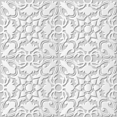 Vektör şam dikişsiz 3d kağıt sanat desen arka plan 120 Çapraz Kaleydoskop Çiçek