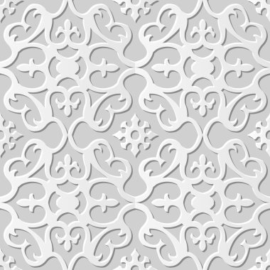Vektör damask dikişsiz 3d kağıt sanat desen arka plan 140 Spiral Yuvarlak Çiçek