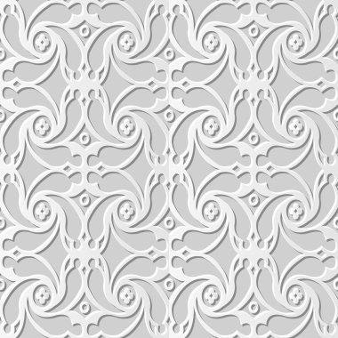 Vektör damask dikişsiz 3d kağıt sanat desen arka plan 192 Spiral Çapraz Çiçek