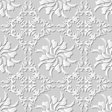 Vektör damask dikişsiz 3d kağıt sanat desen arka plan 198 Çapraz Spiral Geometri