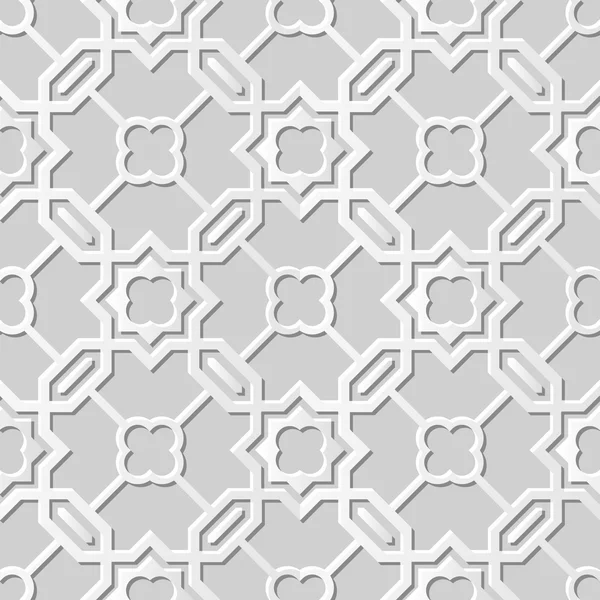 Vector damasco sem costura 3D papel arte padrão fundo 004 Polygon Cross Star — Vetor de Stock
