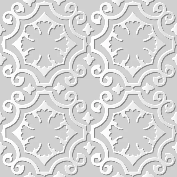 Vector damasco sin costura 3D patrón de arte de papel de fondo 006 Curva espiral Cruz — Vector de stock