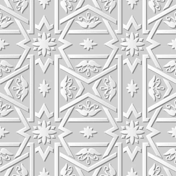 Векторная дамаска безseamask 3D paper art pattern background 021 Cross-me Flower — стоковый вектор