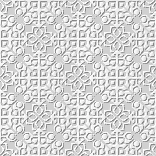 Vector damast naadloze 3D papier art patroon achtergrond 048 ronde Caleidoscoop cross — Stockvector