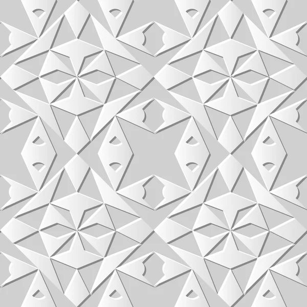 Vektor Damast nahtlose 3D Papier Kunst Muster Hintergrund 057 Polygon Kreuz Geometrie — Stockvektor