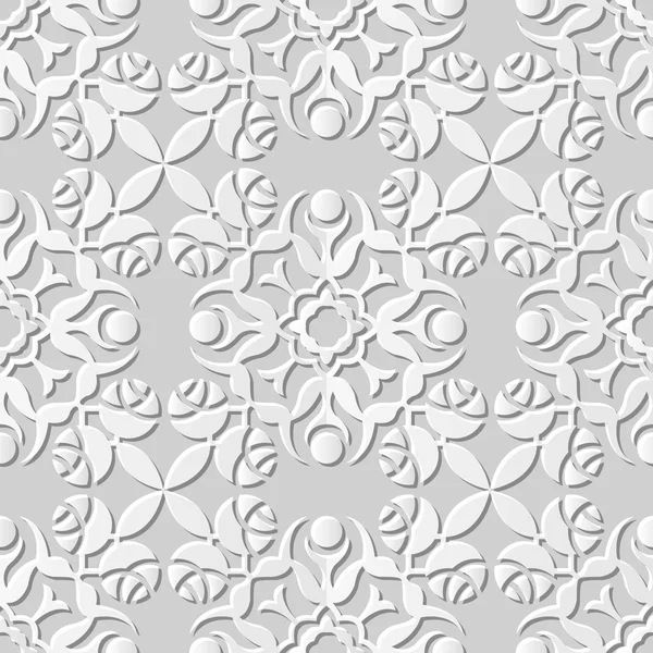 Vector damassé sans couture 3D papier motif d'art fond 070 Rose Fleur ronde — Image vectorielle