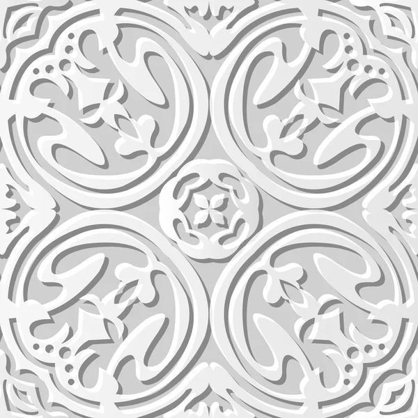 Vector damasco sem costura 3D papel arte padrão fundo 084 Round Curve Flower —  Vetores de Stock