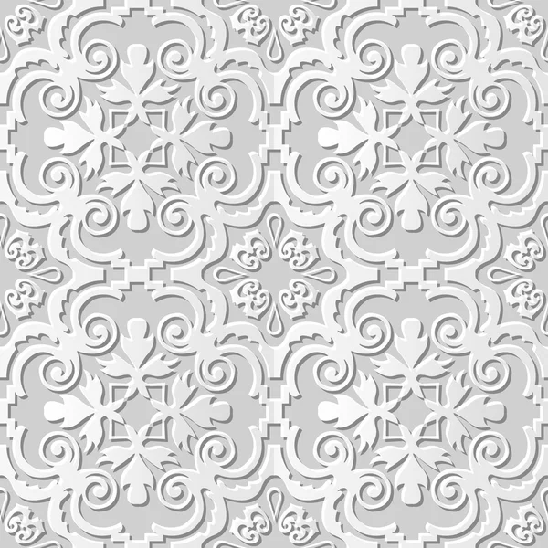 Vecteur damassé sans couture 3D papier motif d'art fond 094 Courbe Croix Kaléidoscope — Image vectorielle