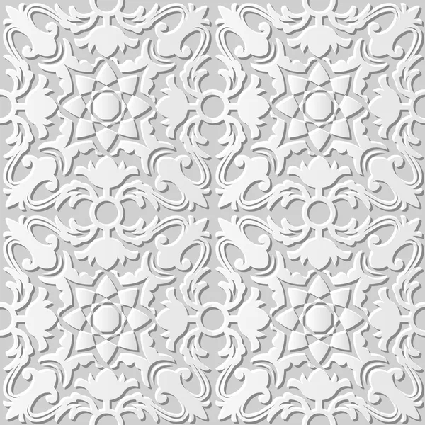 Vektör şam dikişsiz 3d kağıt sanat desen arka plan 120 Çapraz Kaleydoskop Çiçek