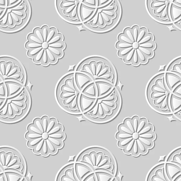 Vektör damask dikişsiz 3d kağıt sanat desen arka plan 124 Klasik Yuvarlak Çiçek
