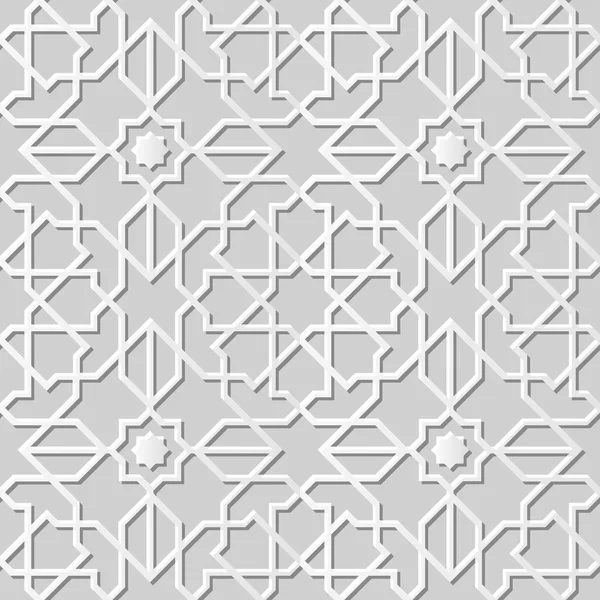 Vector damasco sem costura 3D papel arte padrão fundo 126 Islam Star Cross Geometry — Vetor de Stock