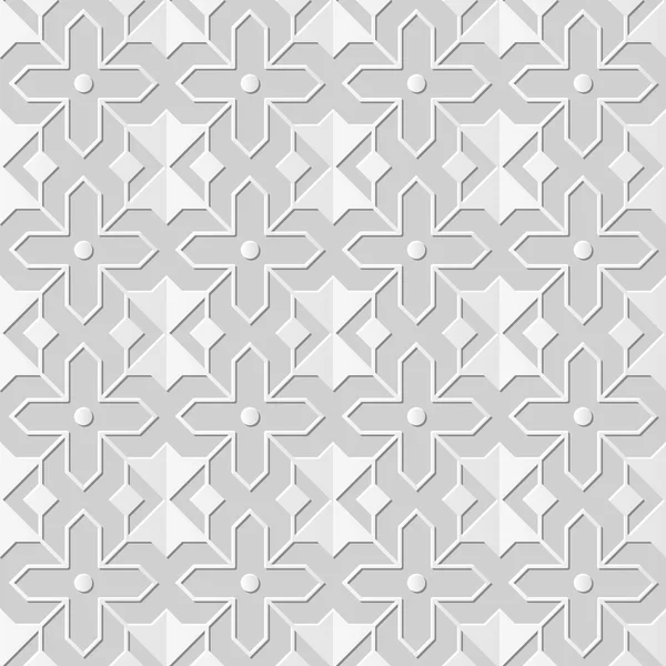 Vektor damaszt zökkenőmentes 3D papír művészet minta háttér 132 Star Cross geometria — Stock Vector
