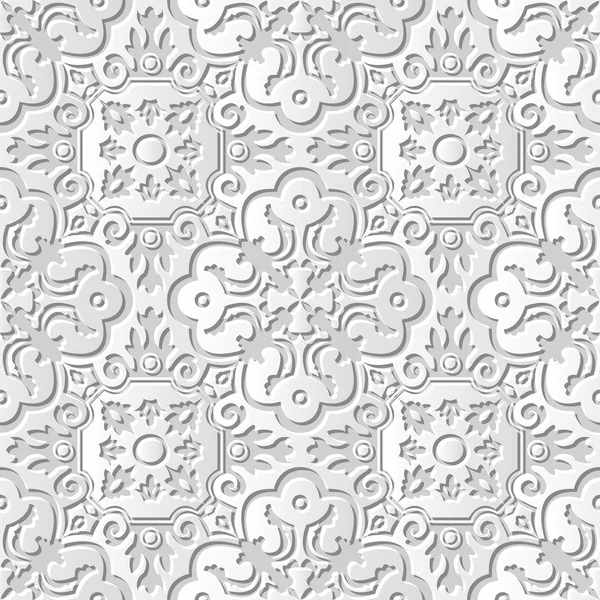 Vector damasco inconsútil 3D papel arte patrón fondo 218 espiral curva caleidoscopio — Archivo Imágenes Vectoriales