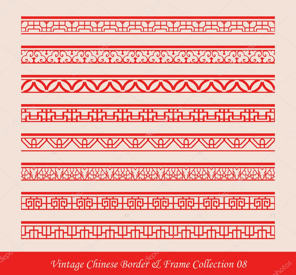 Vintage Chinese Border Frame Vector Collection 08