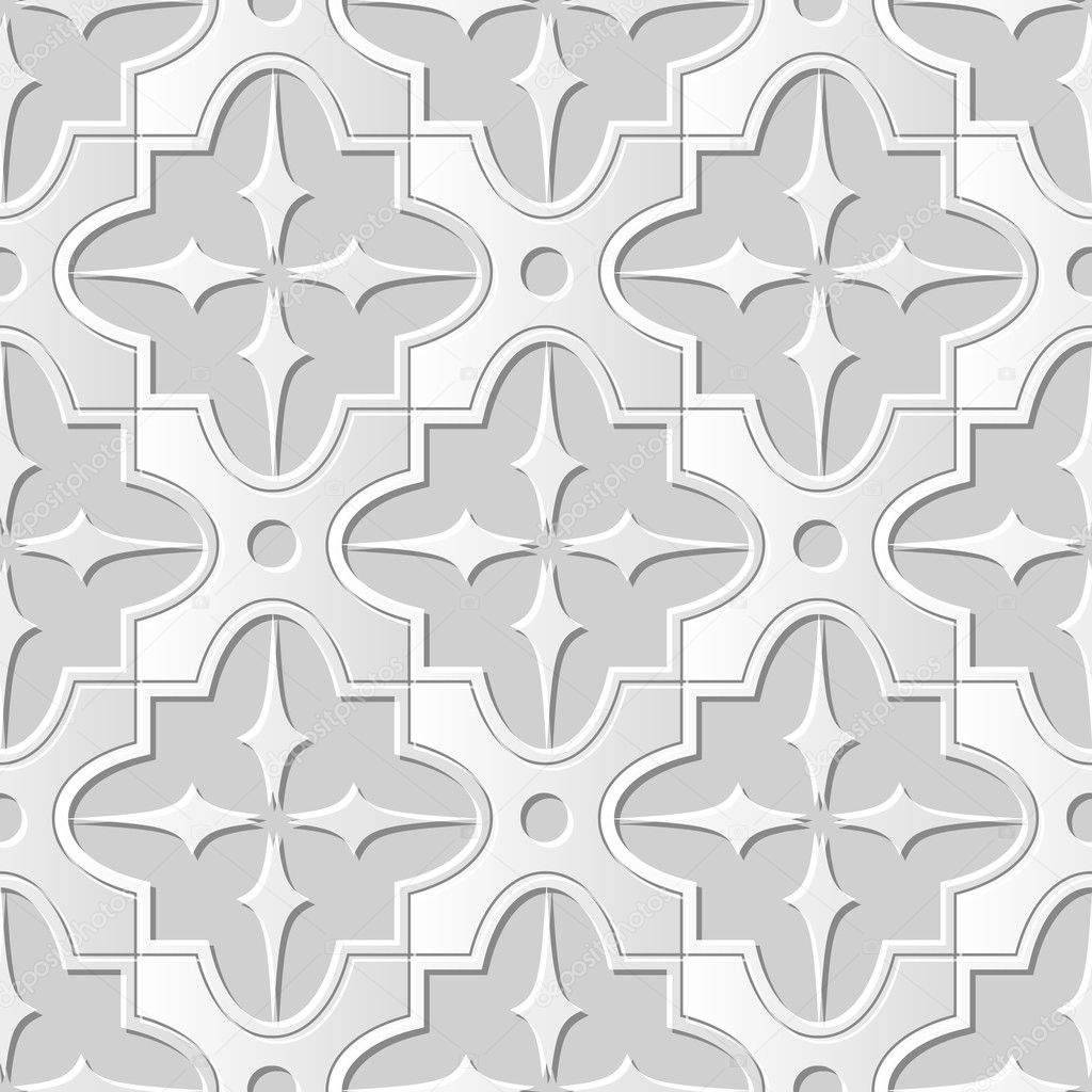 Vector damask seamless 3D paper art pattern background 180 Star Cross Frame