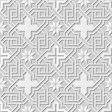 Vektör damask dikişsiz 3d kağıt sanat desen arka plan 229 Çapraz Zincir Çiçek