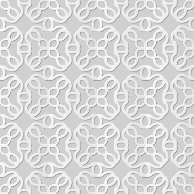 Vektör damask dikişsiz 3d kağıt sanat desen arka plan 233 Yuvarlak Çapraz Geometri