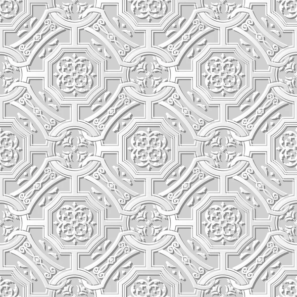 Vector damassé sans couture 3D papier motif d'art fond 243 Polygone Cross Chain — Image vectorielle